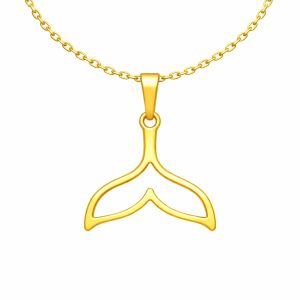 گردنبند طلا 18 عیار زنانه با زنجیر حلقه‌ای (فلامینگو) مدوپد مدل دم وال توخالی کد GA-1002